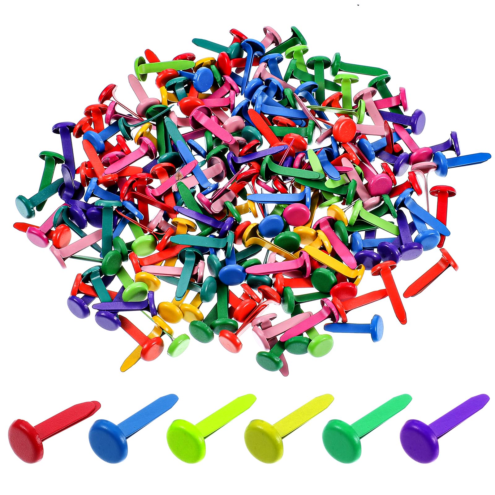 200 PCS Multicolor Paper Fasteners, Mini Brads brads Paper Fasteners Brass Paper Fasteners, Metal Brass Fasteners, Split Pin for Paper Crafts, Scrapbooking, DIY Projects, Office Supplies
