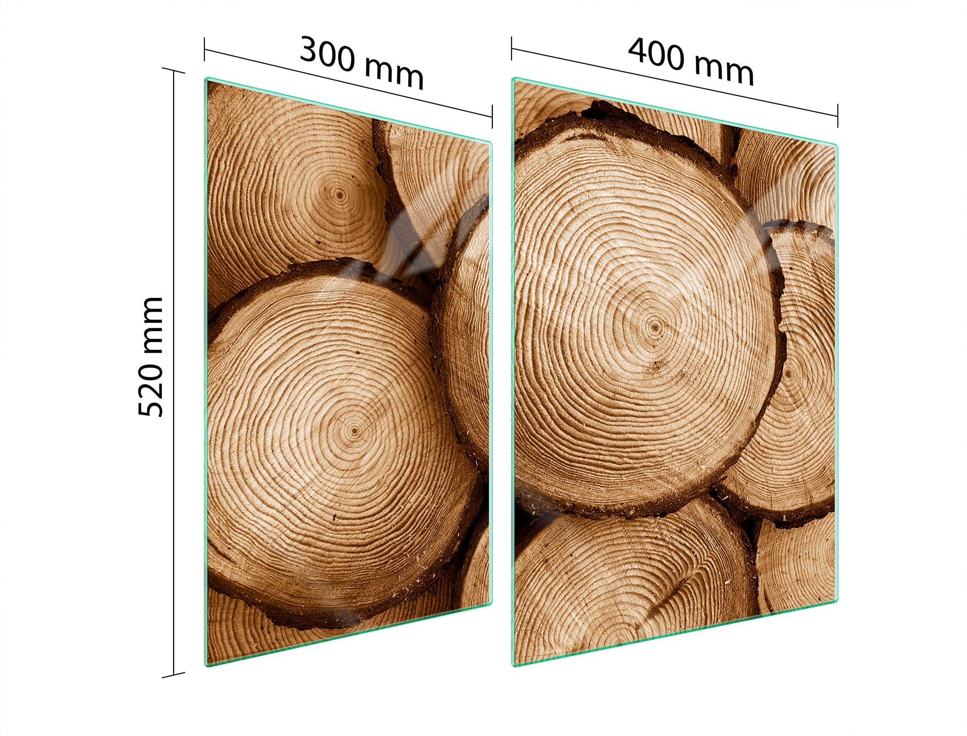 TMK ArtDeko Herdabdeckplatten Set 70 x 52 cm Ceranfeld Abdeckung Glas Spritzschutz Abdeckplatte Glasplatte Herd Ceranfeldabdeckung Deko Schneidebrett, Holz
