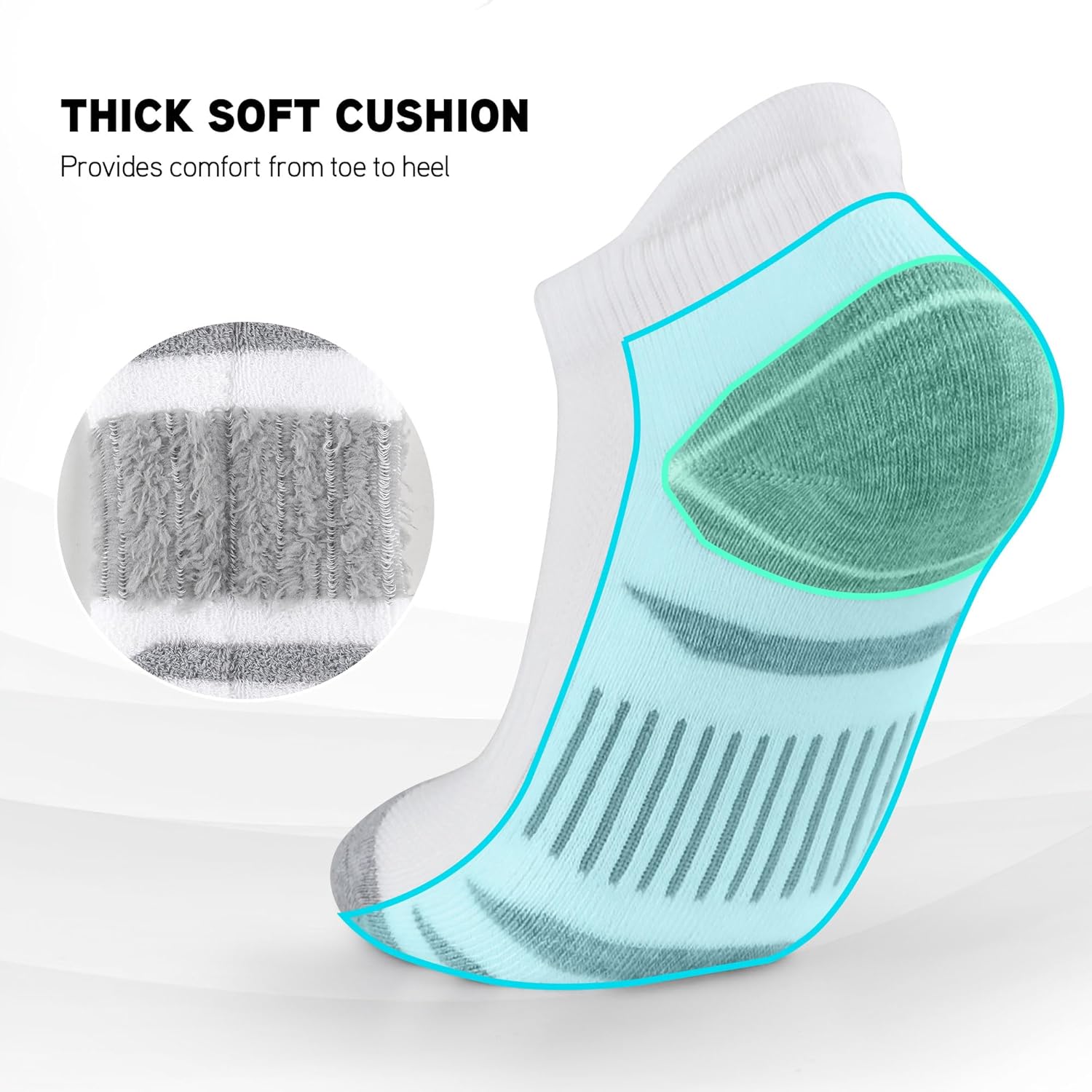 Uporee Low Cut Athletic Ankle Socks - Cushioned, Soft & Breathable, Anti-Blister Tab, 6 Pairs Men & Women - Image 5