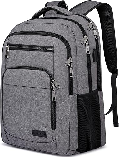 Mochila para laptop, mochilas escolares grandes de 17.3 pulgadas con puerto de carga USB, antirrobo, resistente al agua, bolsa de computadora