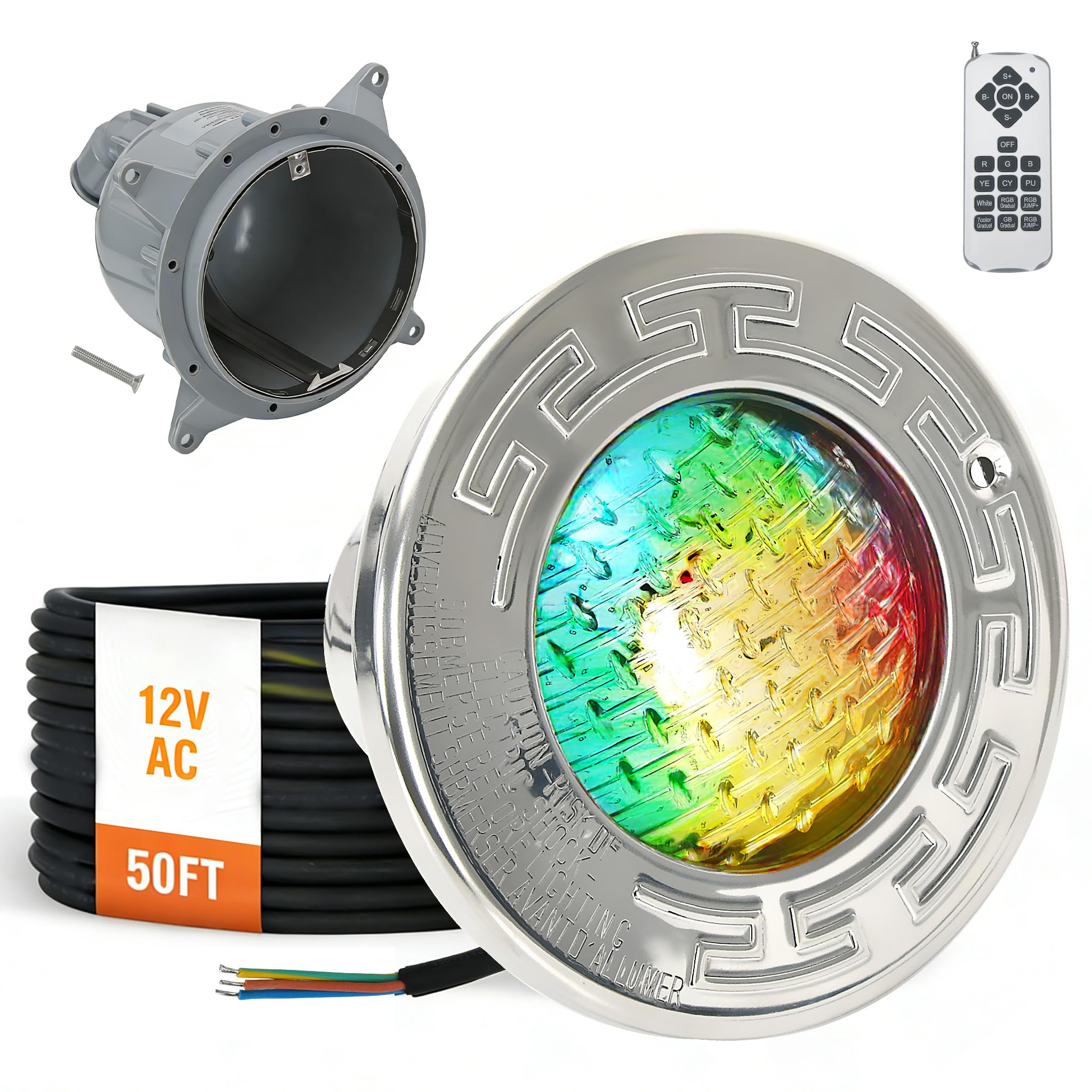 6 Inch LED Spa Lights with Niche, 12V AC Color Changing Pool Lights for Inground Pool, Underwater Pool Light, Fits for 6" Small Wet Niches, 15W(150W Equivalent), 50FT Cord