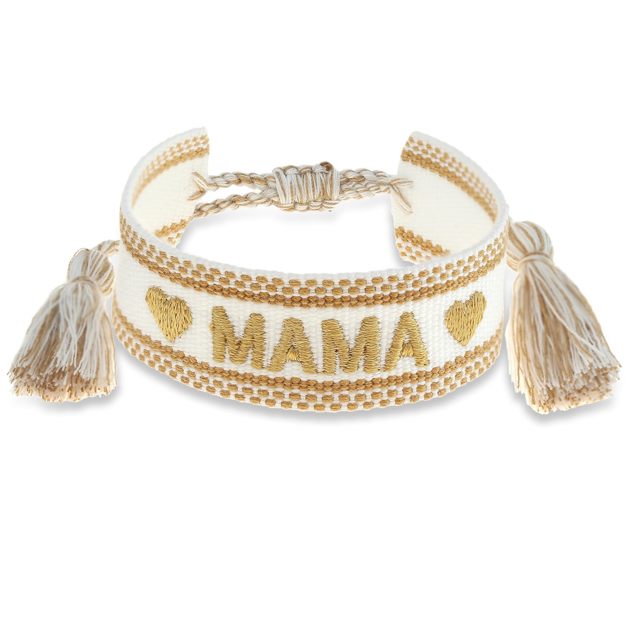 Made by Nami Gewebtes Armband Damen mit Schriftzug in verschiedenen Varianten Glücksbringer Freundschaftsarmband Geschenke für Frauen Geschenke für Mama