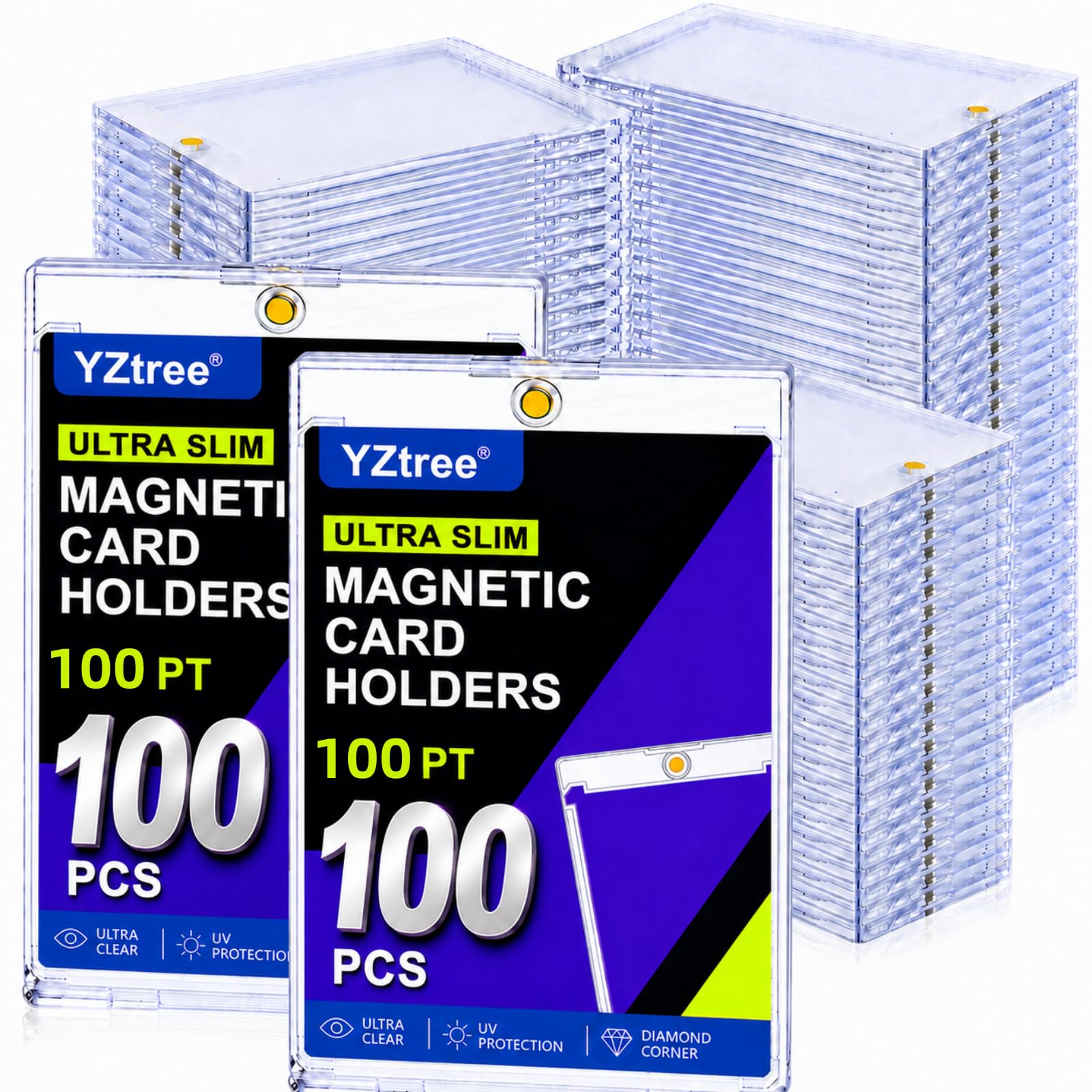 100pt Magnetic Card Holder, 50 Pack One Touch Card Holders