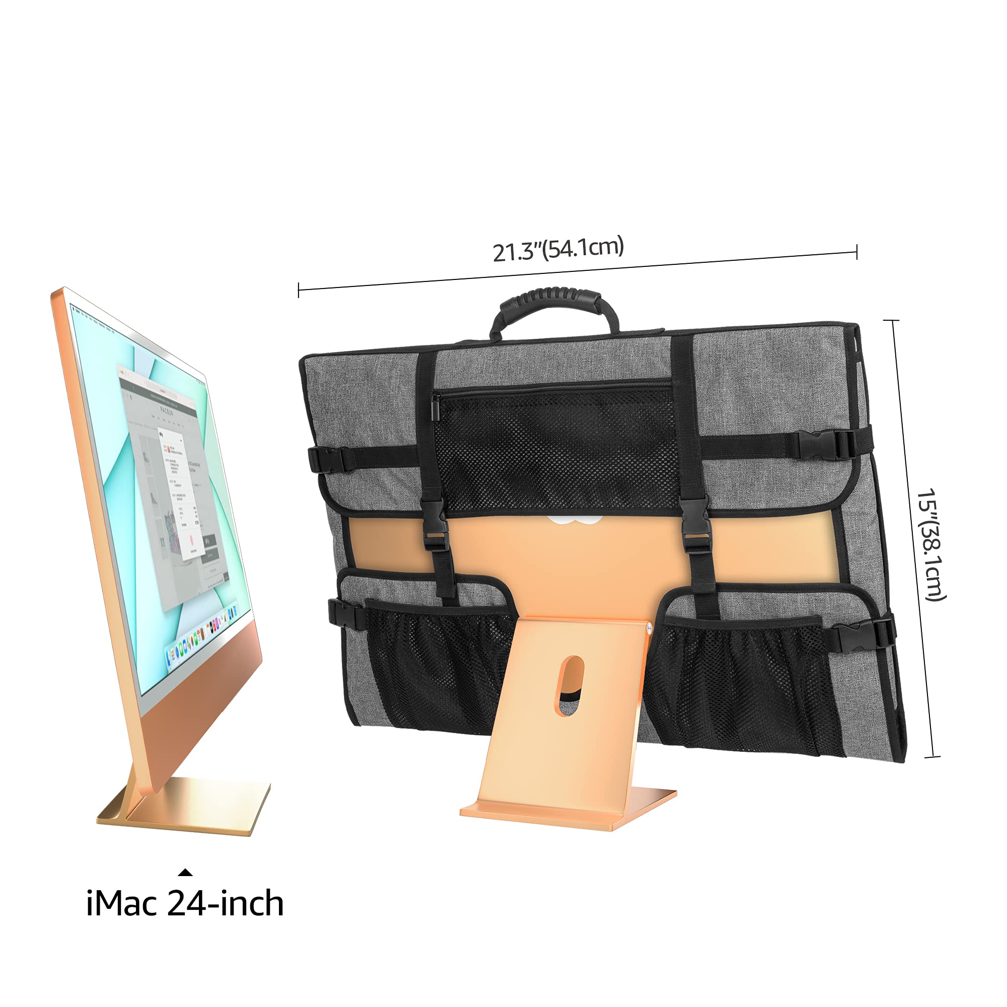 CURMIO Bolsa para iMac 24", Funda para iMac 24", Bolsa de Viaje para Ordenador de iMac 24", Funda de Protectora para iMac 24",Gris