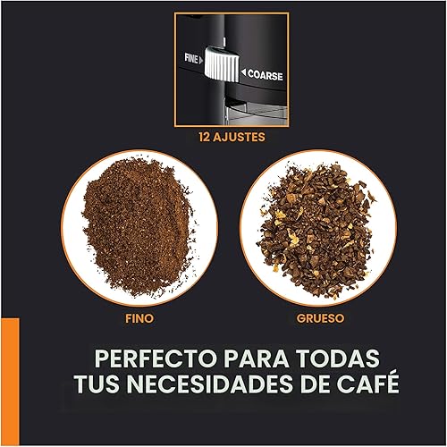 Vista 4 de KRUPS Molinillo de café Precision Burr: 12 ajustes, capacidad de 8 onzas para goteo, prensa francesa, expreso, vertido, preparación fría, acero