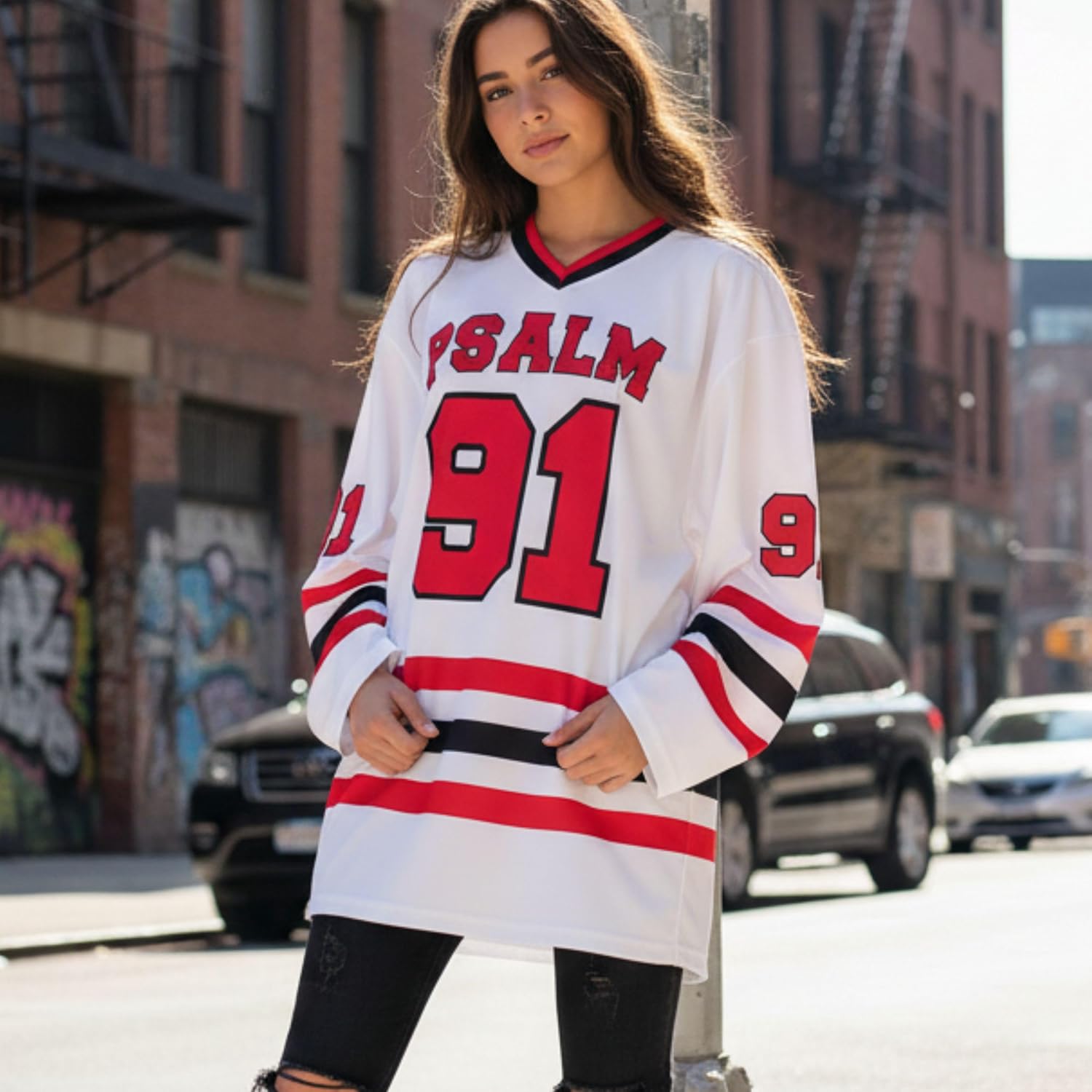 Psalm 91 Hockey Jersey, Number Psalm 91 Shirt, V-Neck