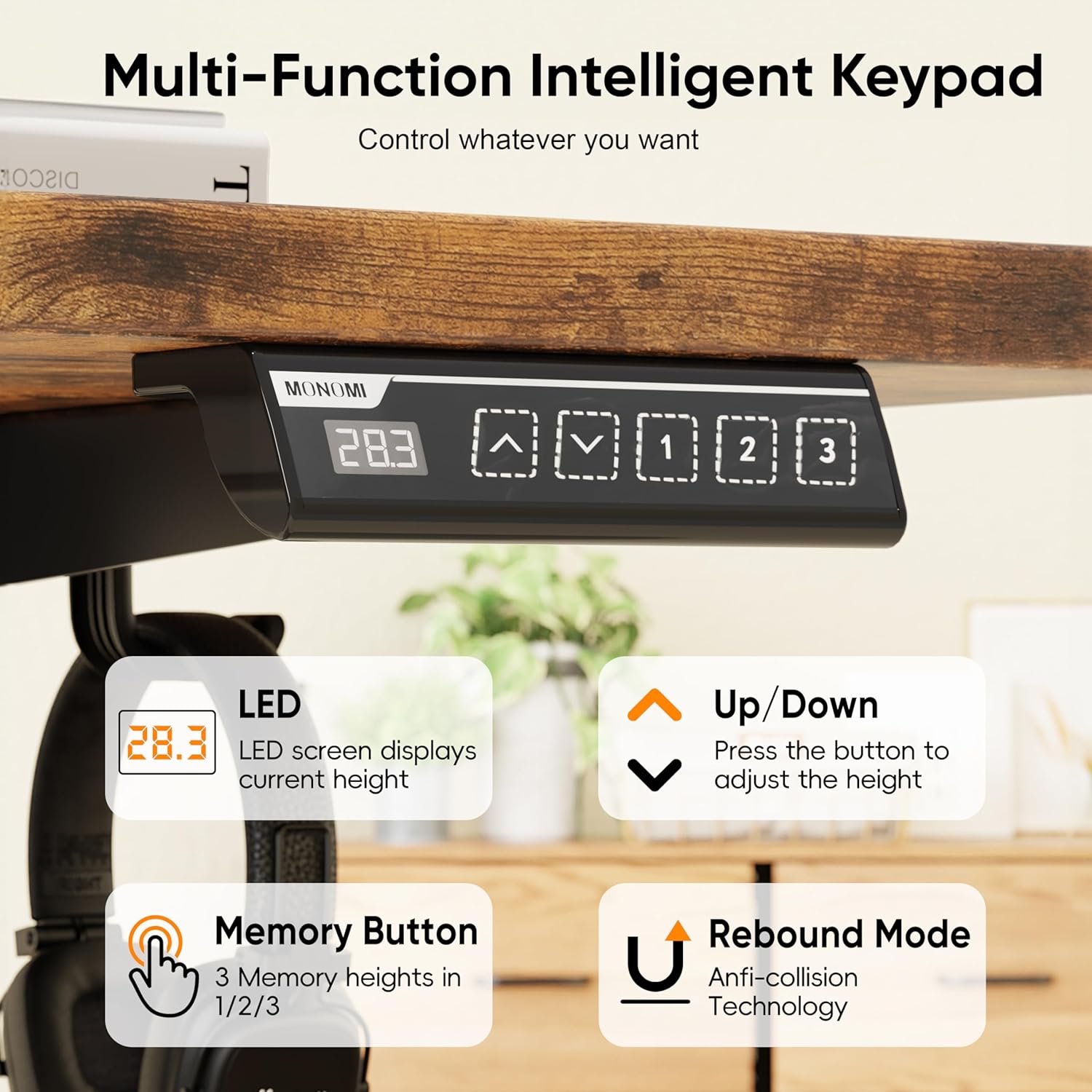 Monomi Electric Standing Desk, 79 x 31.5 inches Height Adjustable, Ergonomic Home Office Sit Stand Up Desk with Memory Preset Controller (Rustic Brown Top/Black Frame) Monomi Electric Standing Desk, 79 x 31.5 inches Height Adjustable, Ergonomic Home Office Sit Stand Up Desk with Memory Preset Controller (Rustic Brown Top/Black Frame)