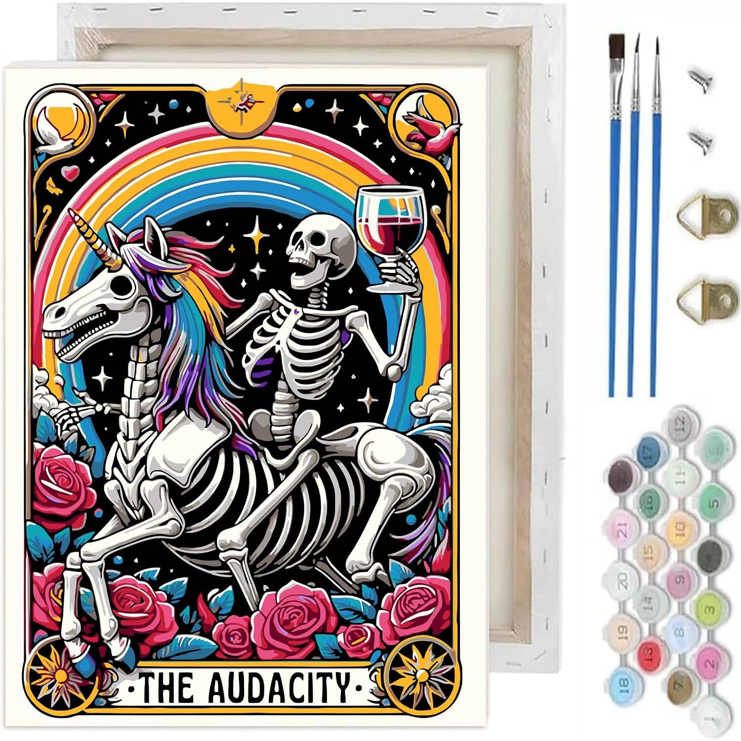 Skull Paint by Numbers Kit for Adults, DIY Canvas Oil Painting 10x12In