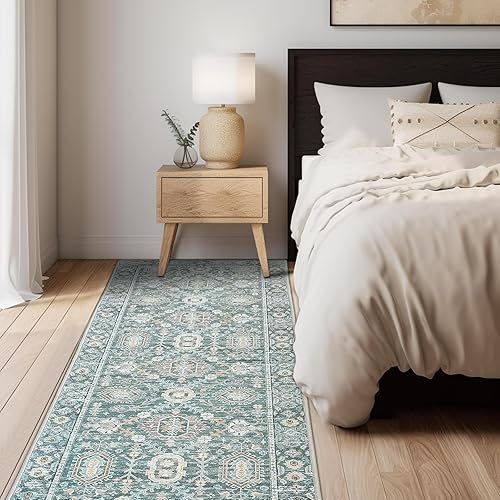 Miniatura 6 de Alfombra bohemia lavable de 2 x 6 pies, para pasillo, cocina, entrada, dormitorio, lavandería, antideslizante, con parte trasera de goma, resistente