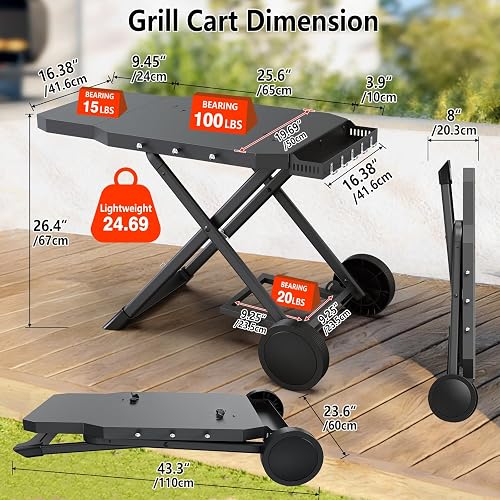 Barbqtime Carrello portatile per barbecue Weber Q1200, Q1000, Q2200, Q2000 - 3