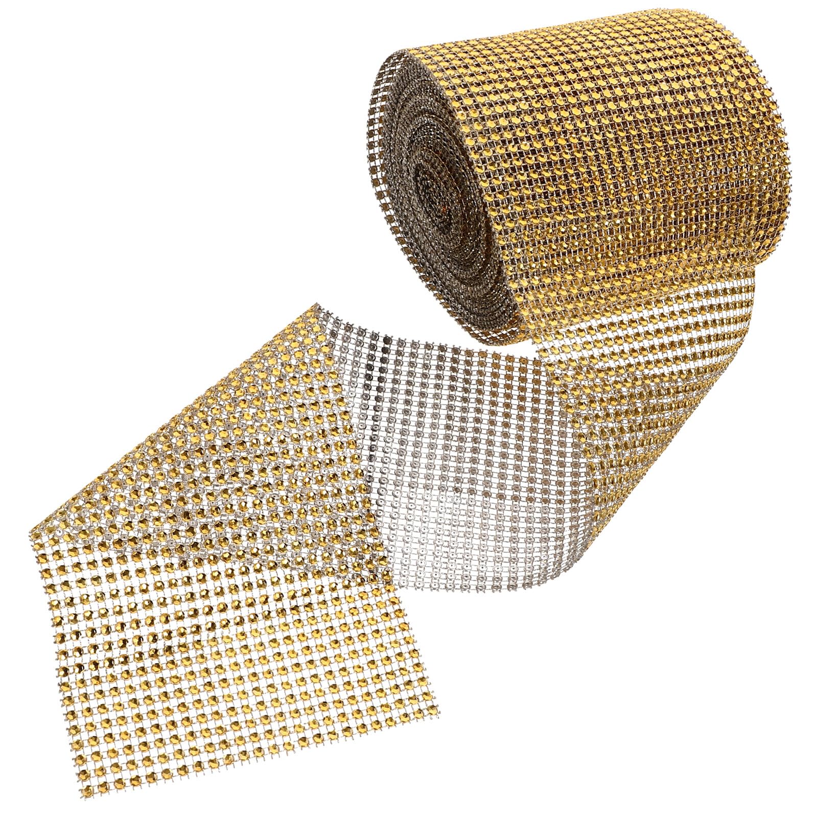 4 Rollen Glänzendes Strassbandrolle 24 Reihen 10 Yard Selbstgemacht Bastelband für Hochzeit Deko Goldfarbenes Strass Band zum Verzieren von Kleidung und Heimdeko
