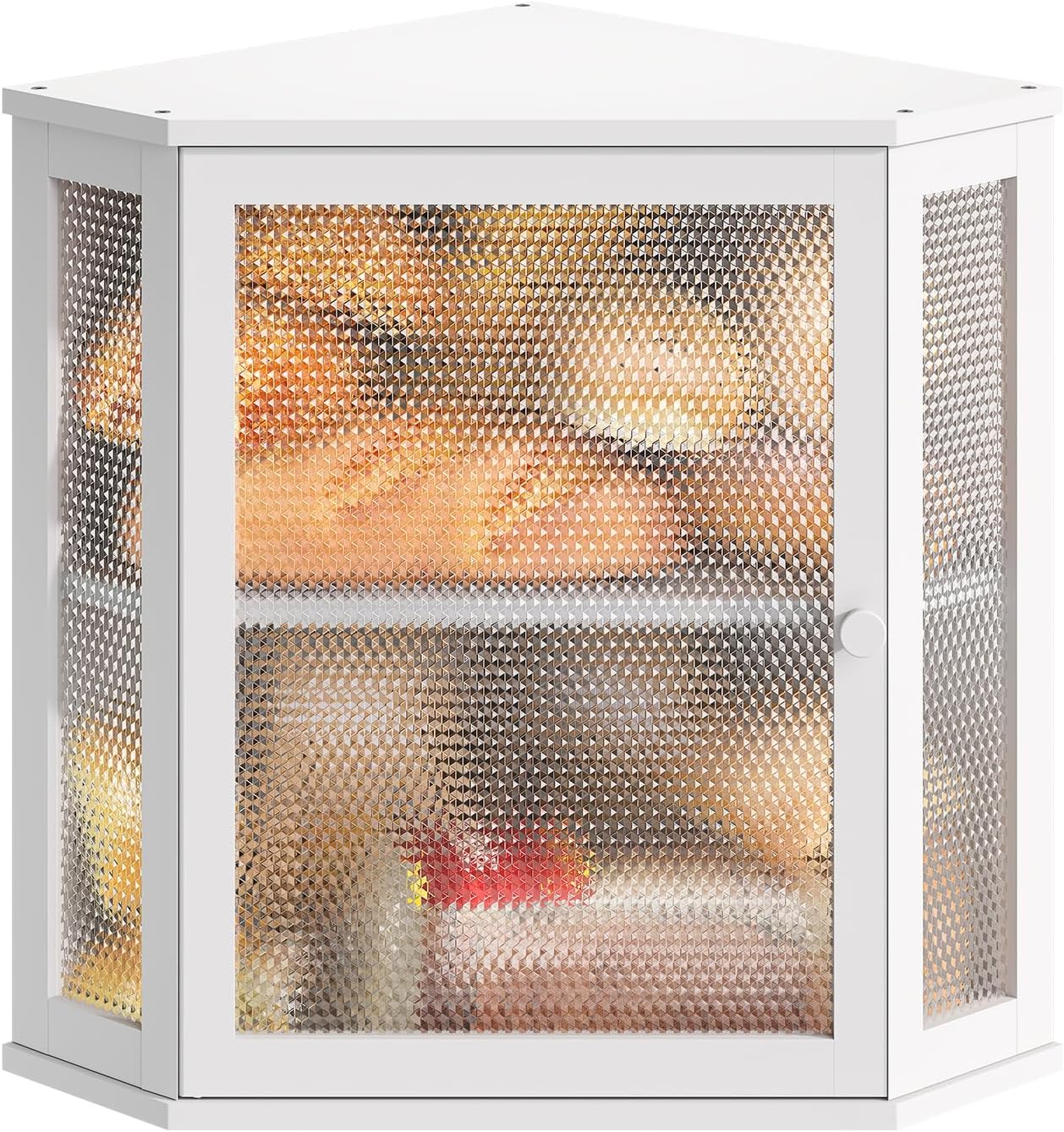 Corner Bread Box Kitchen Countertop Extra Large Capacity Farmhouse Bread Box, Corner Countertop Storage, Double Layer Bread Holder (White, Extra Large) White Extra Large