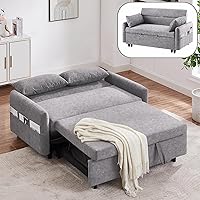 Vista 1 de Sofá cama plegable de dos plazas, sofá cama convertible 3 en 1 con puertos USB y 2 almohadas, tapizado de microfibra, sofá cama para sala de estar