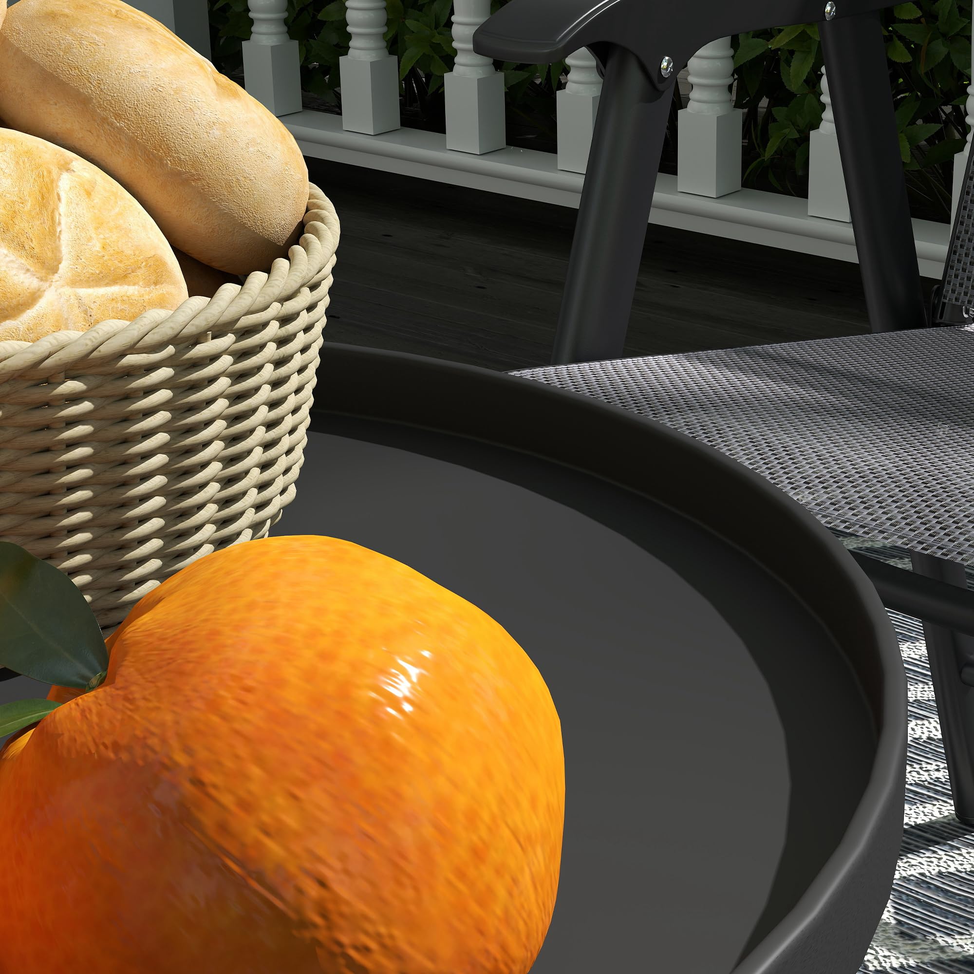 Outsunny Mesa de Jardín Redonda de 2 Niveles Mesa de Terraza Exterior Ø32x51 cm con Bandeja Inferior y Estructura de Metal para Exterior e Interior Negro