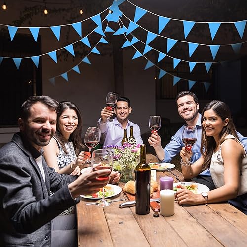 Miniatura 5 de Preboun Banderines sólidos de 400 pies, 240 piezas de guirnaldas colgantes triangulares para bricolaje, guirnalda a granel para gran apertura,