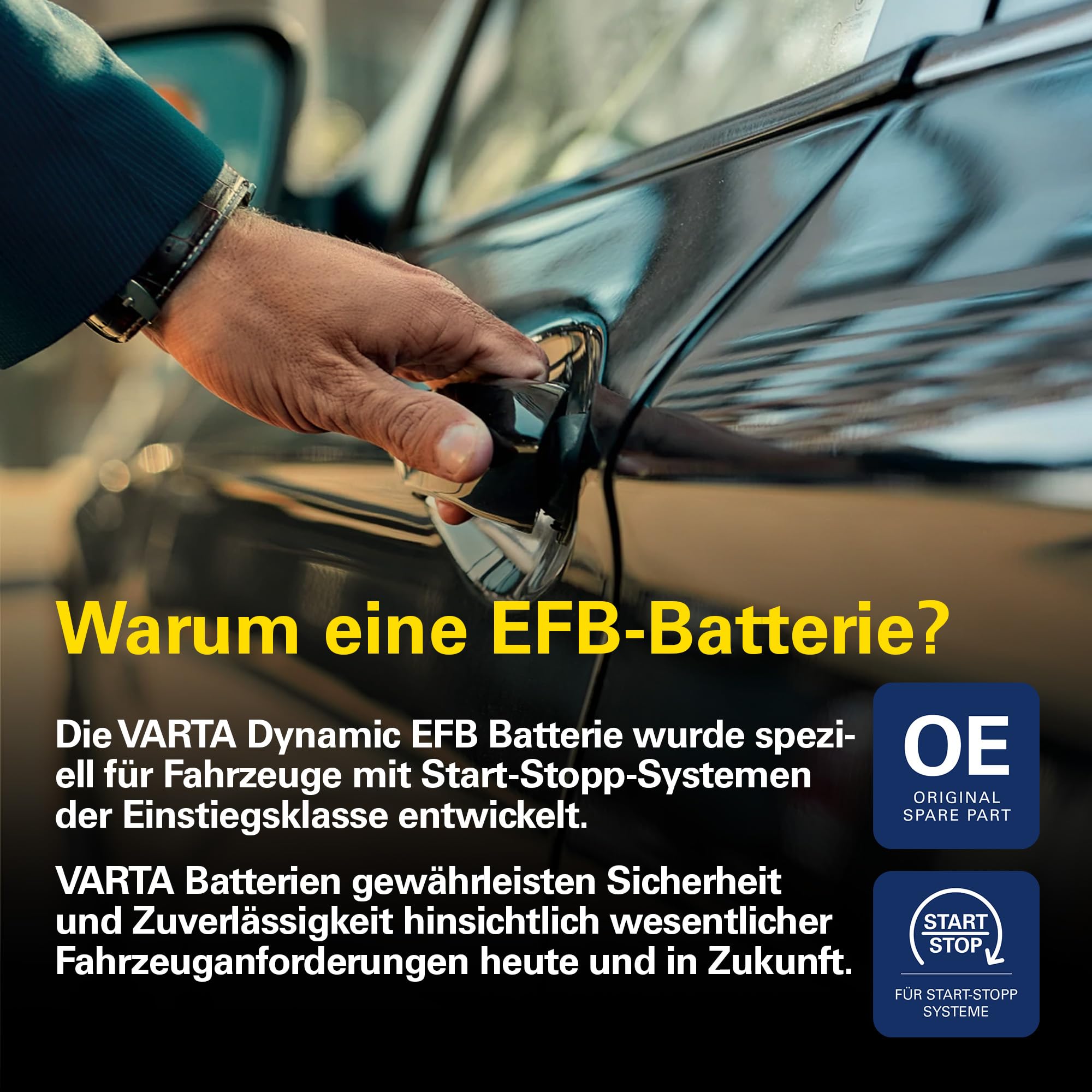 VARTA Automotive DYNAMIC EFB (N72) 12V 72Ah 760A - Nassbatterie für Start-Stopp Systeme - Starterbatterie für Autos mit erhöhtem Energiebedarf - Wartungsfreie Bleisäurebatterie