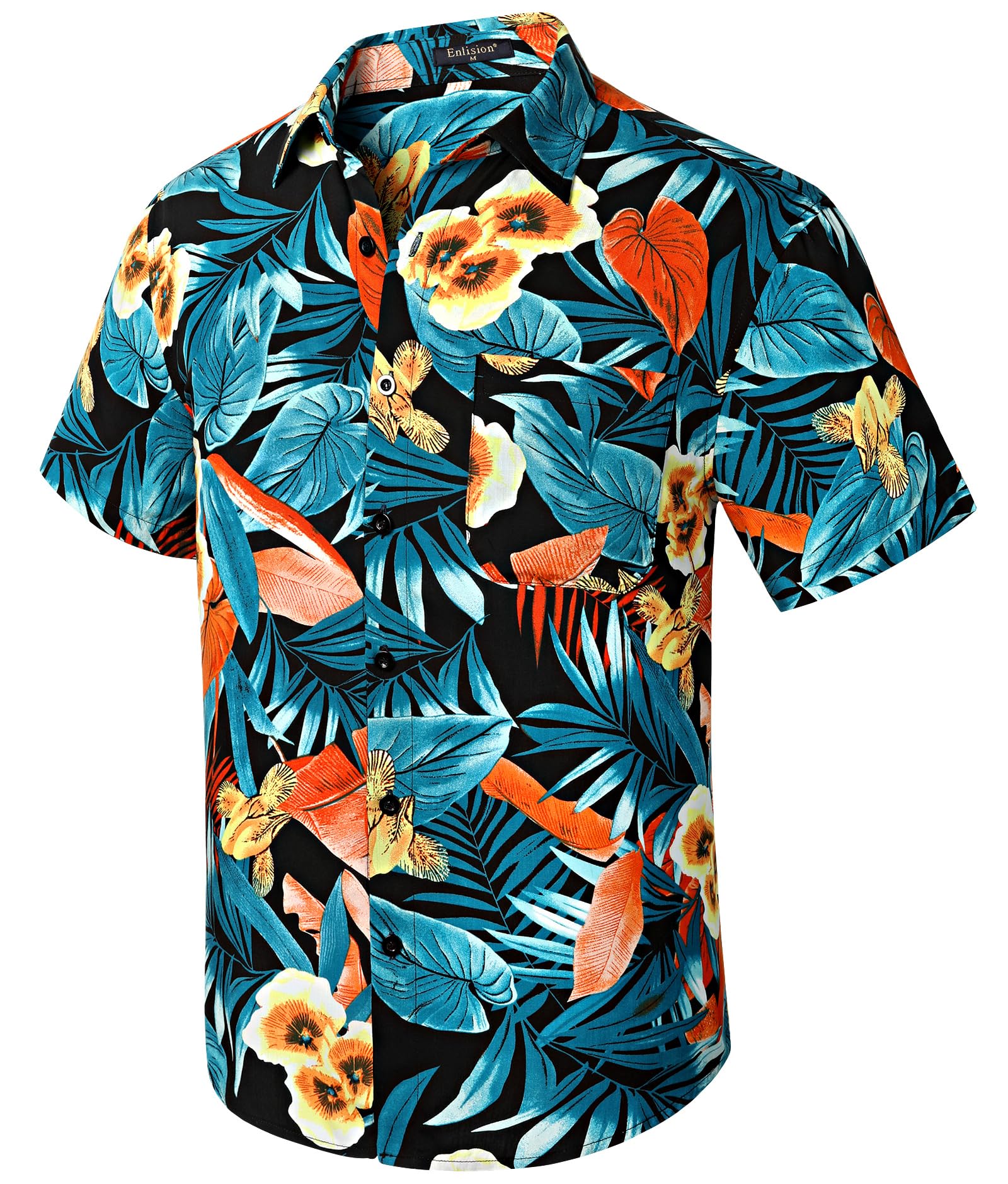 Enlision Camisa Hawaiana Hombre Manga Corta Camisas Flores Funky Camisas Estampadas Verano Casual Camisa Playa con Bolsillo S-4XL
