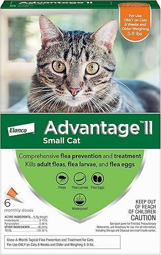 Advantage II - Tratamiento y prevención de pulgas para gatos pequeños, 5-9 libras