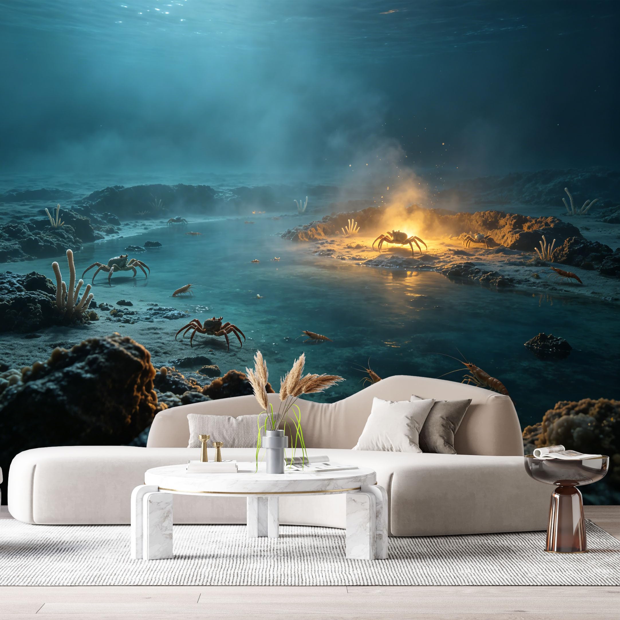 Custom Size Wall Murals Ocean Marine 3D Underwater Crab Shrimp Deep Sea SelfAdhesiveWall Fabric Removable Wallpaper Wall Decor for Living Room Bedroom Bathroom