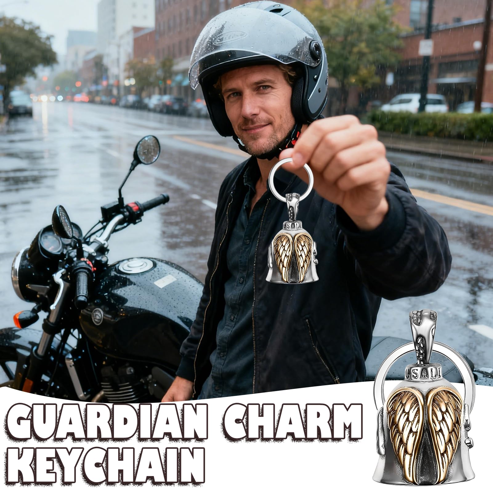 Campanilla Guardian Biker Bell, Campana de Motocicleta Portatarjetas, Campana de Motocicleta para Llavero, Campana de Motocicleta de Acero Inoxidable, Accesorio para Colgar Campana de Motocicleta — view 7
