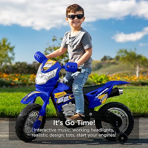 Miniatura 2 de Best Choice Products Motocicleta de 6 V para niños con neumáticos con pisadas, faros de trabajo, velocidad máxima de 2 mph, ruedas de entrenamiento,