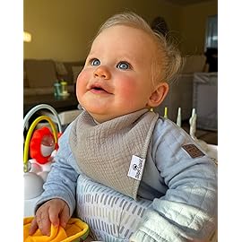 DiaperSquad\'s 10-Pack Baby Bibs for Drooling and Teething, Bibs for Boys, Baby Girl - Solid Cotton Baby Drool Bibs (Muted - 100% Muslin)