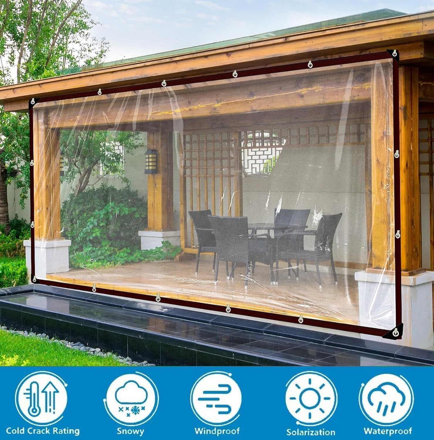 Transparente Plane - mit öSen Abdeckplane Wasserdicht 2.5X5m Durchsichtige Tarp GewäChshaus MöBel Staubdicht wasserdichte Gartenplane Gewebeplane Wetterfeste FüR Schutz Vor Witterung