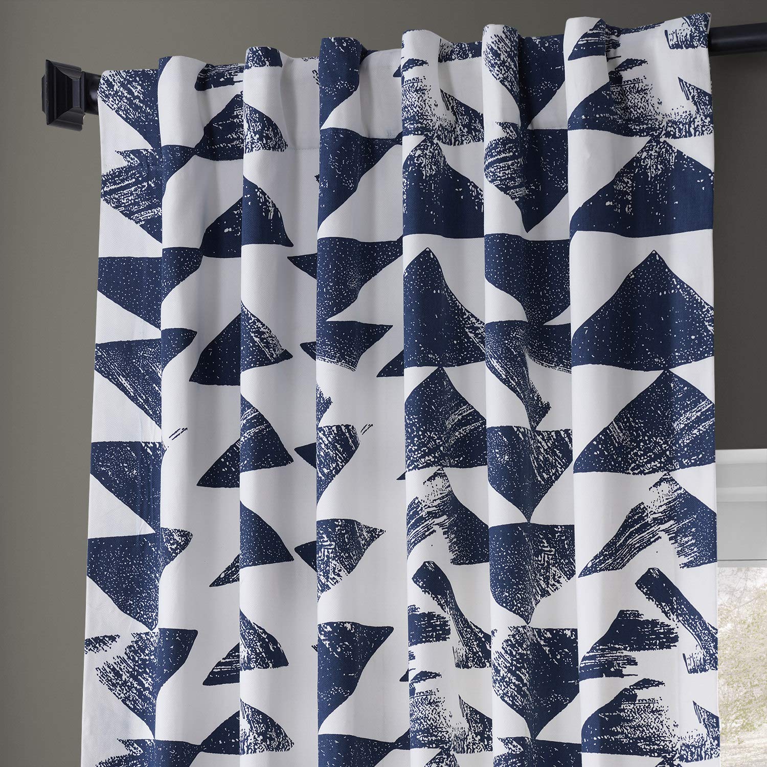 HPD Half Price Drapes Triad Printed Cotton Twill Curtain, indigo, 50 X 84, W 50" x L 84" (1 Panels) - Image 4