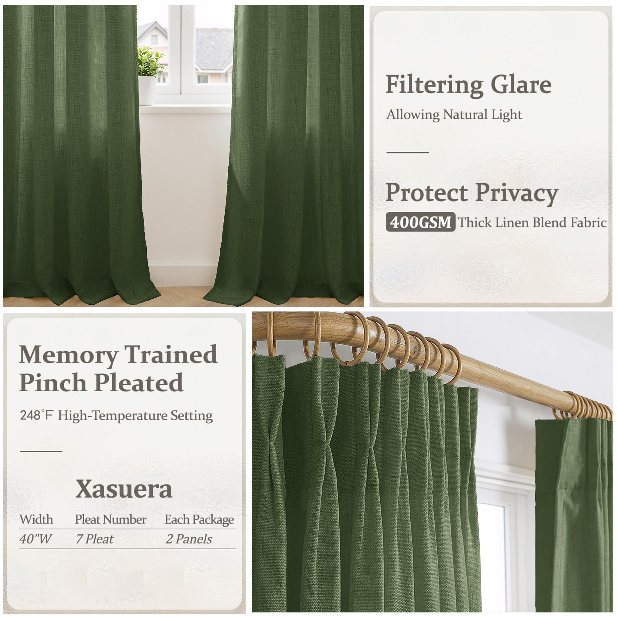 Linen Curtains - Pinch Pleat, Light Filtering -23