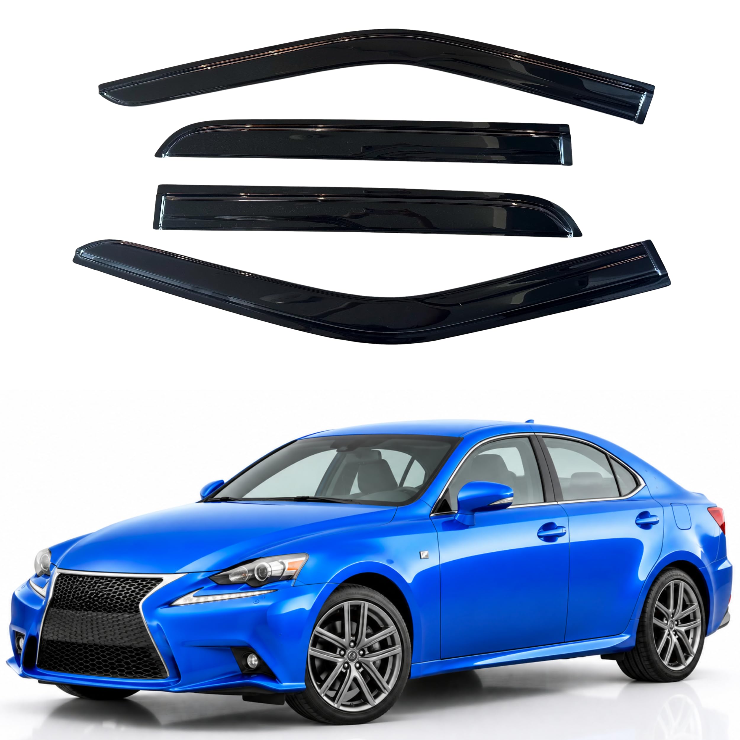 IG Window Visors Fit for 2014-2020 Lexus IS200t IS250 IS300 IS300h IS350 IS350F, Out-Channel Rain Guards Vent Wind Deflectors 4PC, Car Accessories for 14-20 Lexus is Series