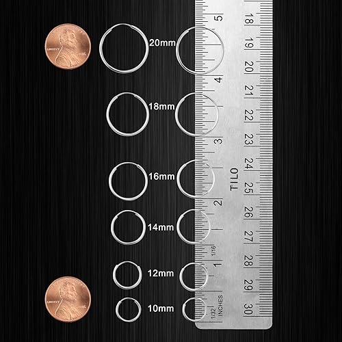 Miniatura 3 de Aretes de argollas sinfín redondas de oro blanco de 14 ct - 10-18 mm