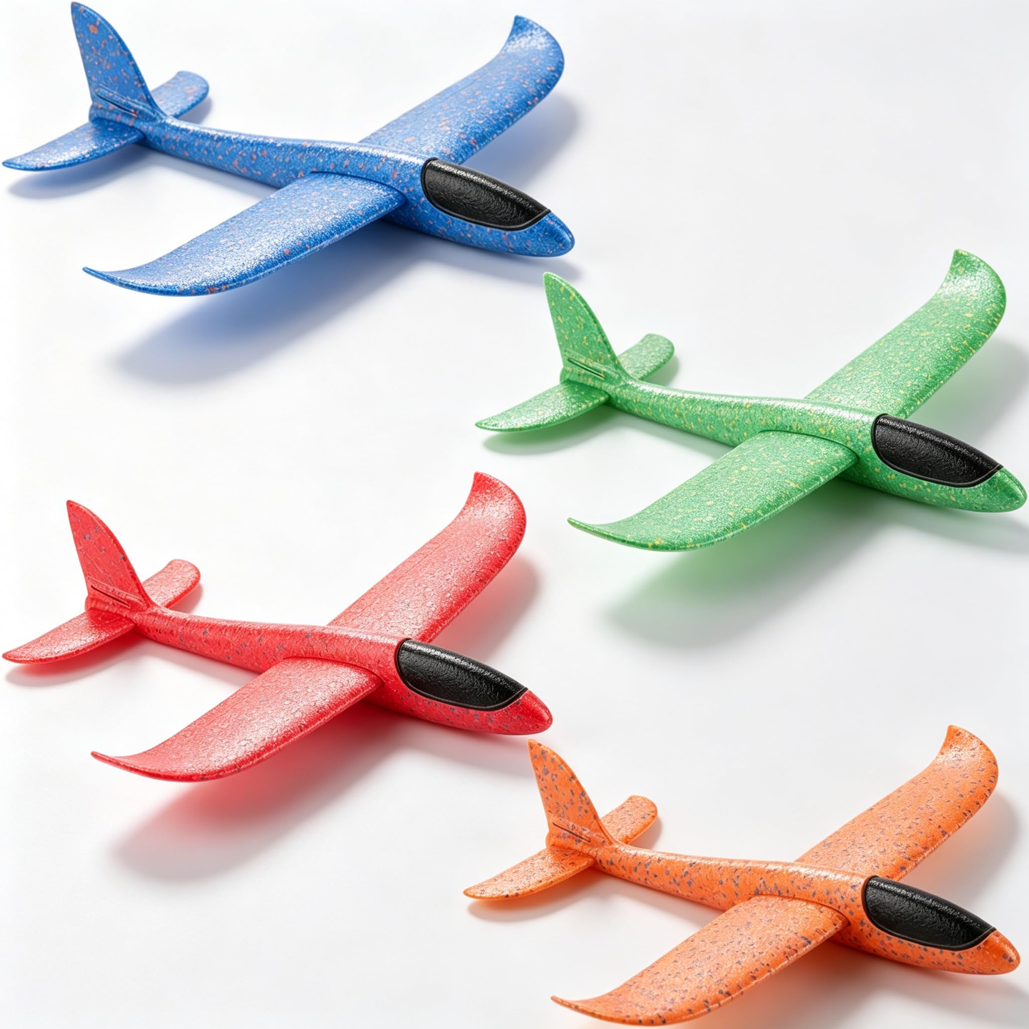 Efuwfugc 4 Pcs Foam Glider, 24cm Foam Plane Set for Outdoor Activities, Aerodynamic Foam Airplanes for Backyard and Park Flight Games(Blue, Green, Orange, Red)