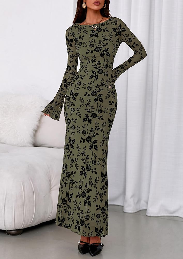 Amazon.com: PRETTYGARDEN Women's Floral Bodycon Maxi Dress