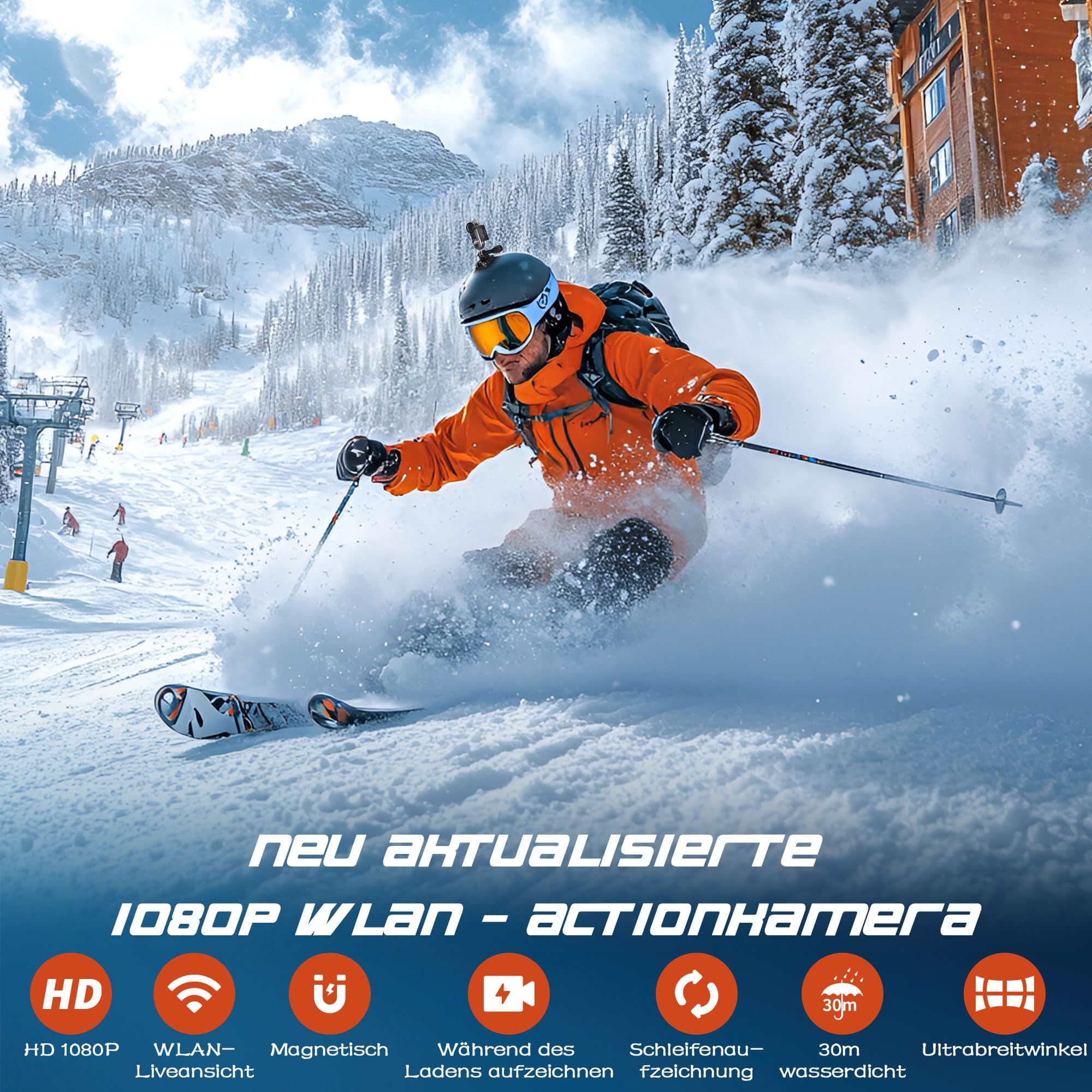 Nouvelle Version Mini Caméra Sport 1080P WiFi Camera de Poche pour Casque Camera Vlog Pieton Étanche jusqu'à 30M pour Les Passionnés d'Aventure Accessoires Multifonctions