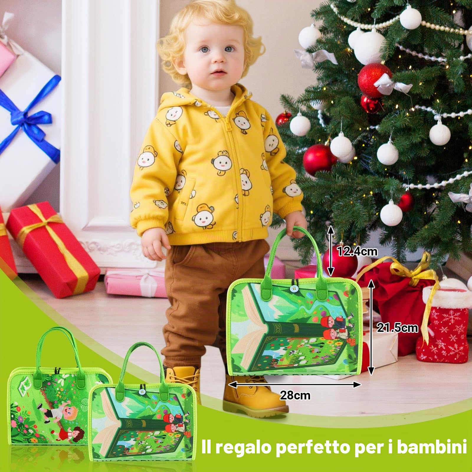 Montessori, Giocattolo per Bambini a Partire, Activity Busy Board Feltro Quiet Book, Giocattolo da Viaggio per Le attività motorie, Libro educativo, per la Prima Istruzione