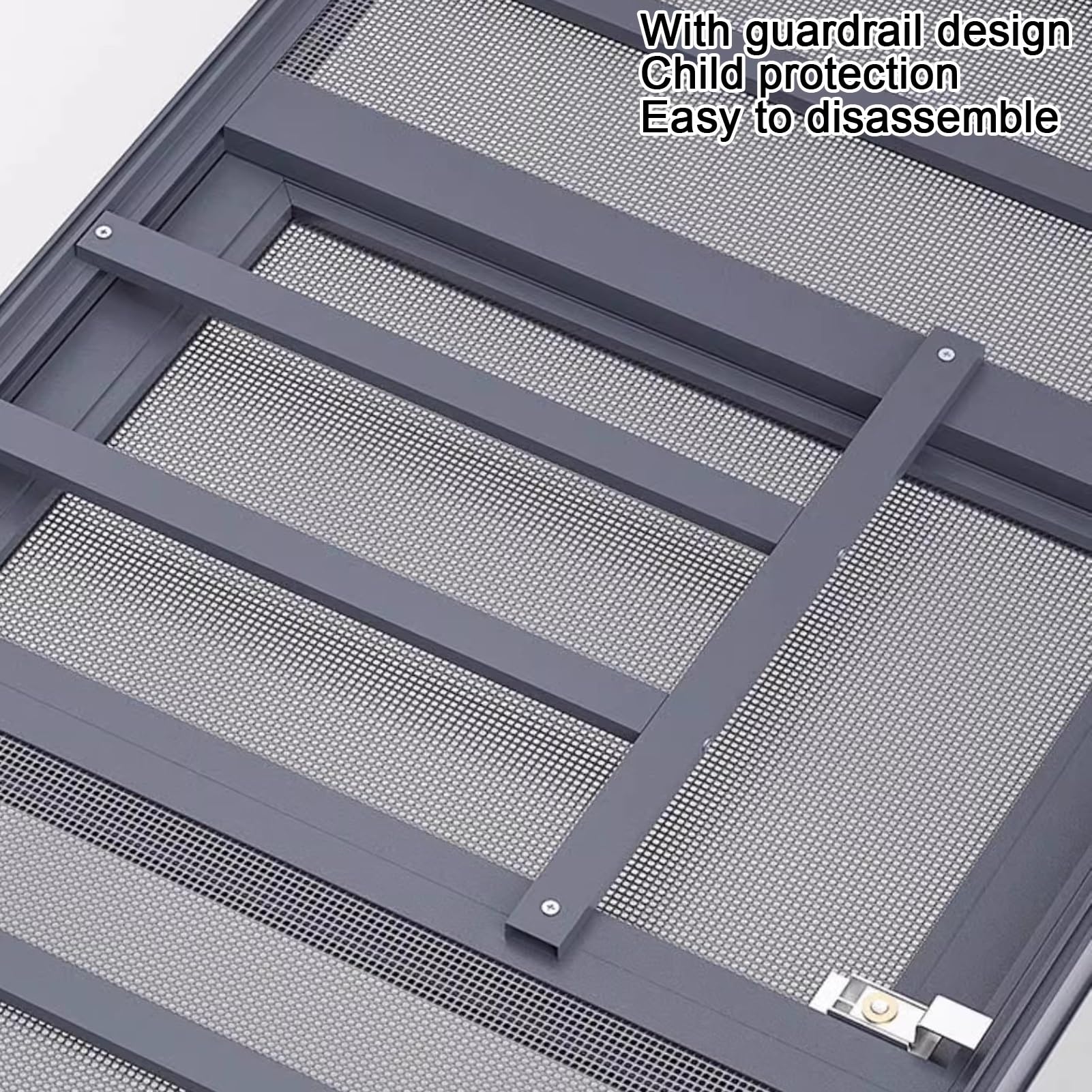 Pantalla protectora de seguridad ajustable para ventanas, barrera de malla segura para niños para ventanas del hogar, instalación de polea sin herramientas, blanco, 650 x 900 mm