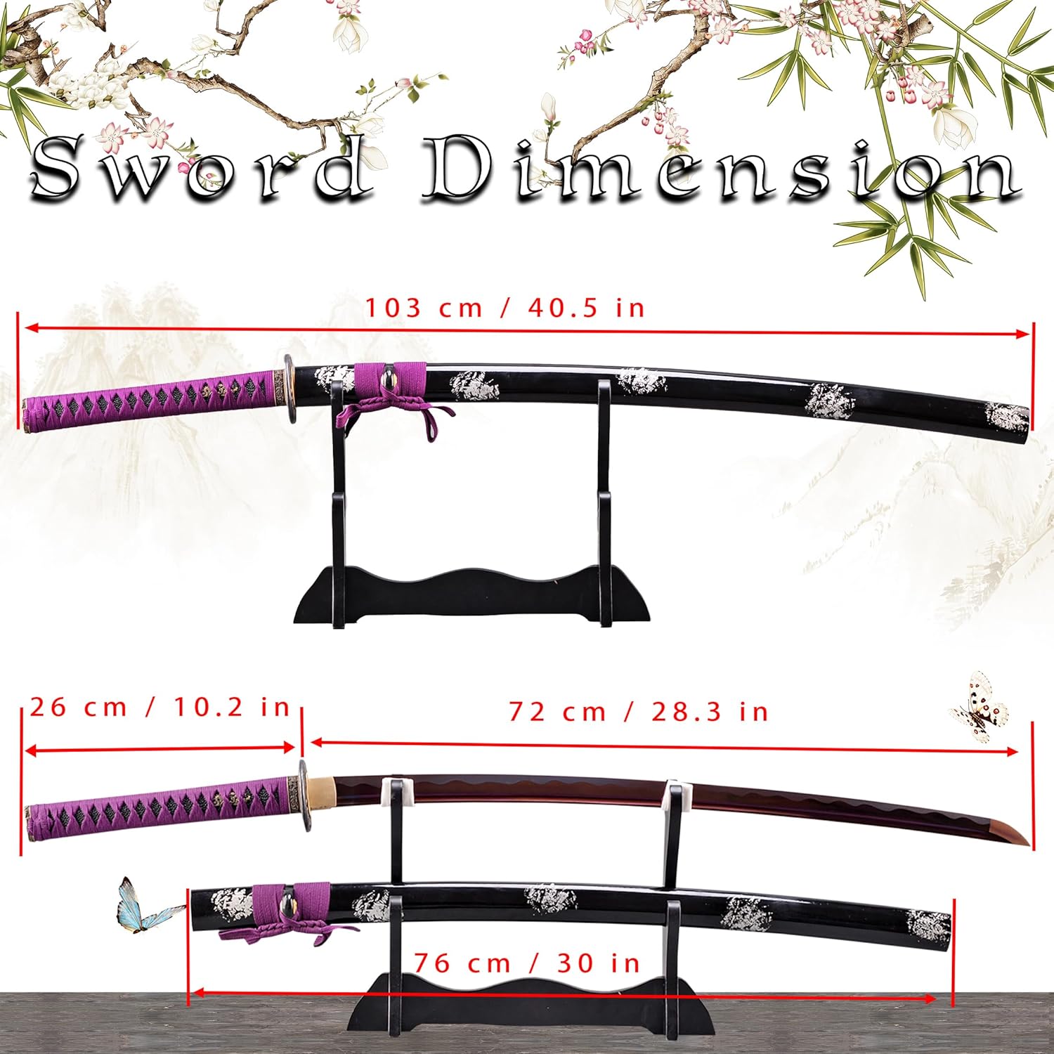 41 inch Handmade Japanese Samurai Katana Sword Full Tang for Man Gift Cosplay Decoration Self Defense - Image 2
