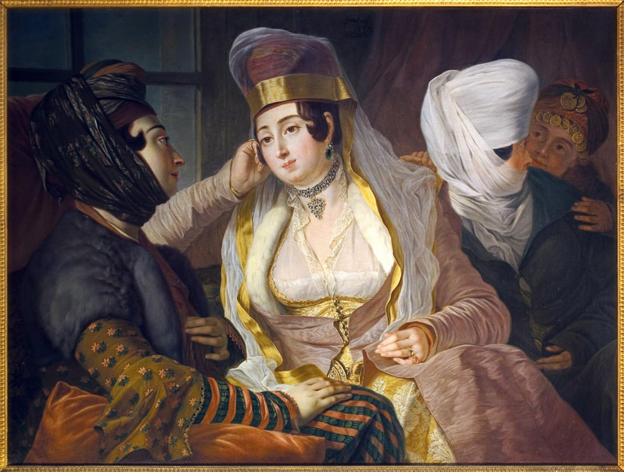 SERENDIPITP Vintage Wall Art Canvas Nordic Poster Canvas Print Picture Levantine Ladies in Town Hair by Antoine De Favray Wall Art Poster for Home Decor 60x90cm