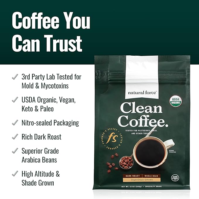 Natural Force Clean Coffee + C8 MCT Oil Bundle 12 Oz 32 Oz miniatura 2