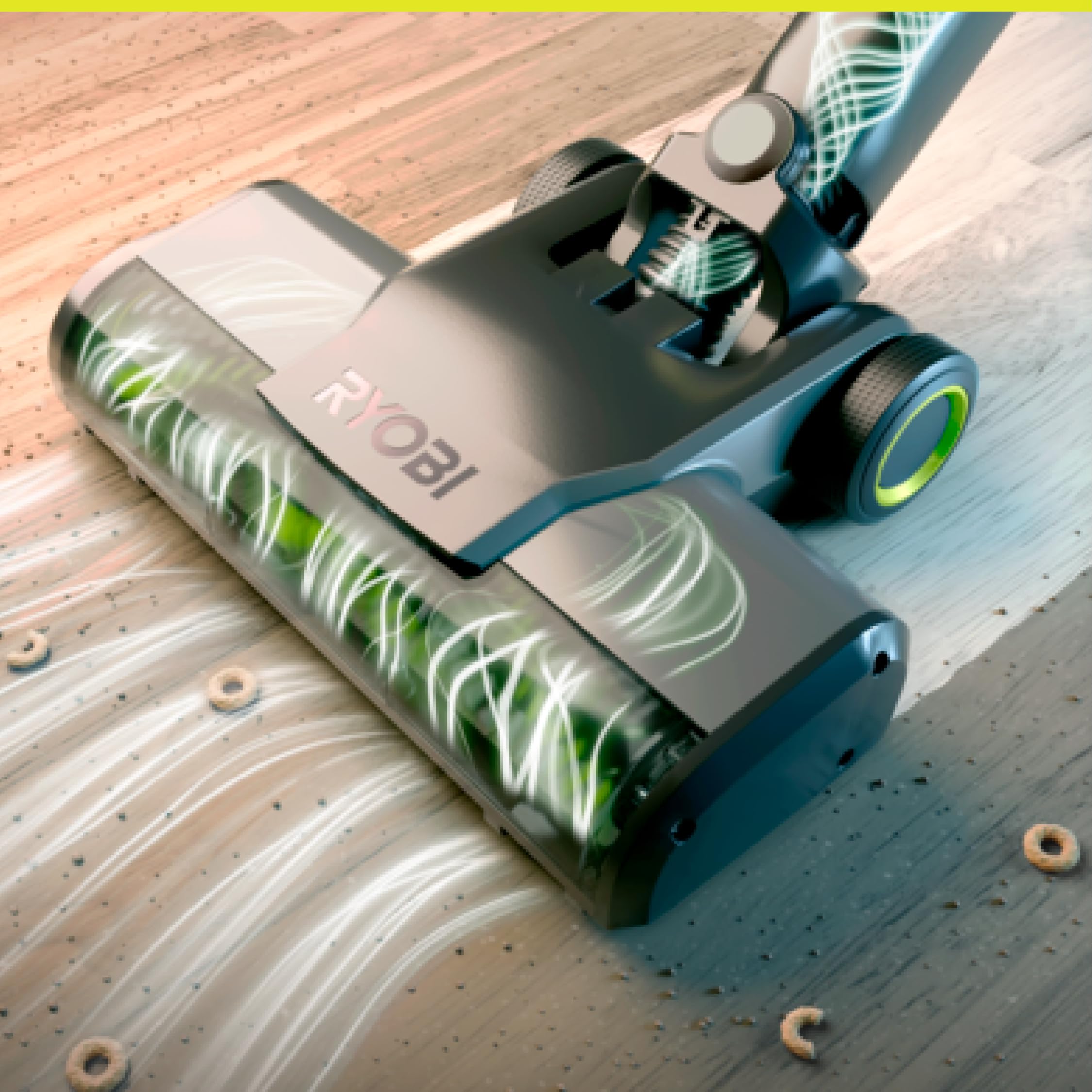 RYOBI 18 V ONE+ Brushless Akku-Staubsauger RSVS18BL-0, 90 AW Saugleistung, Dual-Zyklon-Filtration, HEPA-Filter, LED-Kopfbeleuchtung, ohne Akku und Ladegerät, Anthrazit
