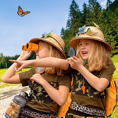 Vista 6 de ESSENSON Kids Explorer Kit - Adventure Kit for Kids, Outdoor Explorer Kit with Binoculars, Summer Outdoor Toys for Kids Ages 4-8 Naranja