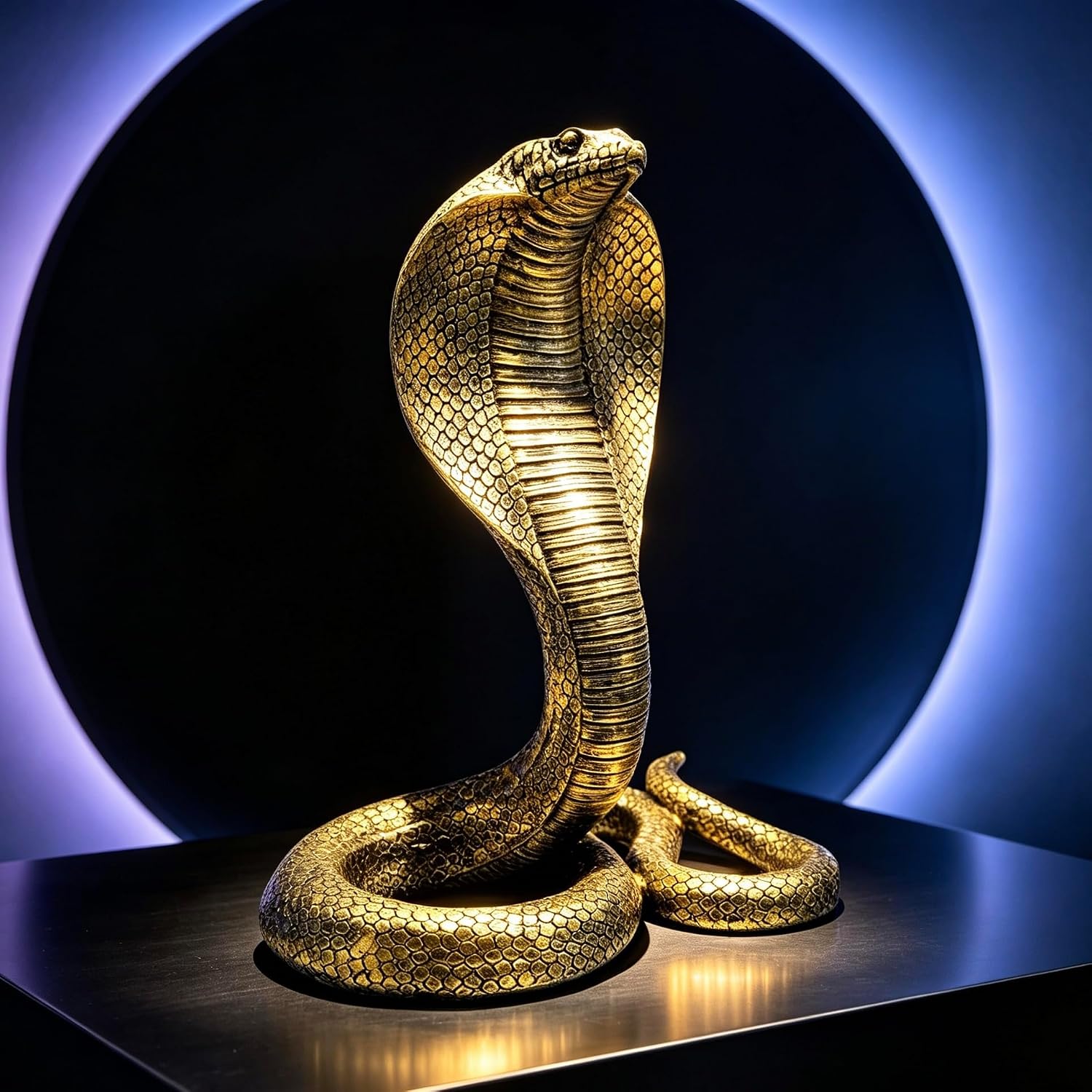 10 INCH Large King Cobra Snake Statue Figurine Sculpture Animal Figure Collectible Gifts for Snake Lover Office Home Decor Desk Accessories Decoration Garden Yard Figurines Outdoor Decor Vintage Gold image 2