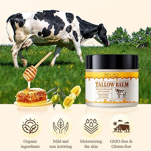 Miniatura 3 de Sarga de ternera batida y bálsamo de miel, crema facial con acabado de pasto alimentado con pasto para todo tipo de piel, mezcla de sarga de carne