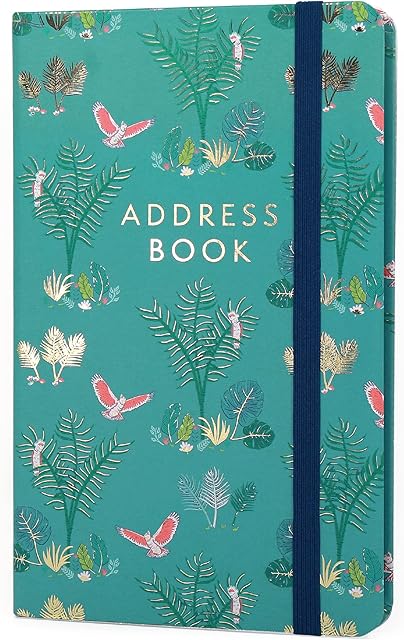 Boxclever Press Address Book. Address Books with Alphabet Index hardback. Small Address Book with 432 Spaces, Pocket & Change of Address Labels. Christmas Gifts for Women 13 x 21cm (Parrot Small)