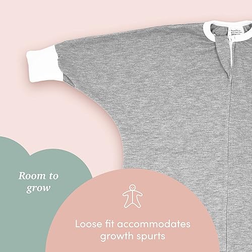 Miniatura 3 de SleepingBaby Pijama Flying Squirrel para niños pequeños con cremallera práctica para cambios rápidos de pañales y comodidad de viaje, gris jaspeado,