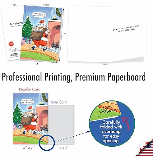 Miniatura 10 de NobleWorks - 12 divertidas tarjetas navideñas de dibujos animados - Tarjetas de notas en caja para Navidad, conjunto de humor cómico a granel (1