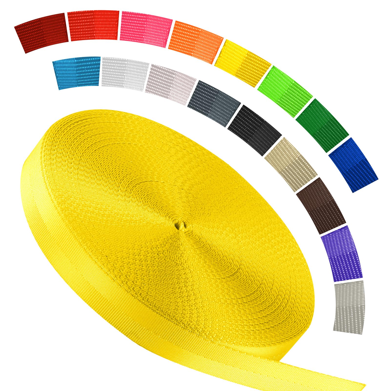 Polyester Webbing Strap 16+Colors – 1"&amp;1.5"&amp;1.9" – 16.5 25 33 55 Yards Heavy Duty Webbing Roll, Flat Webbing Strap for Indoor&amp;Outdoor Gear, DIY Crafting, Repairing