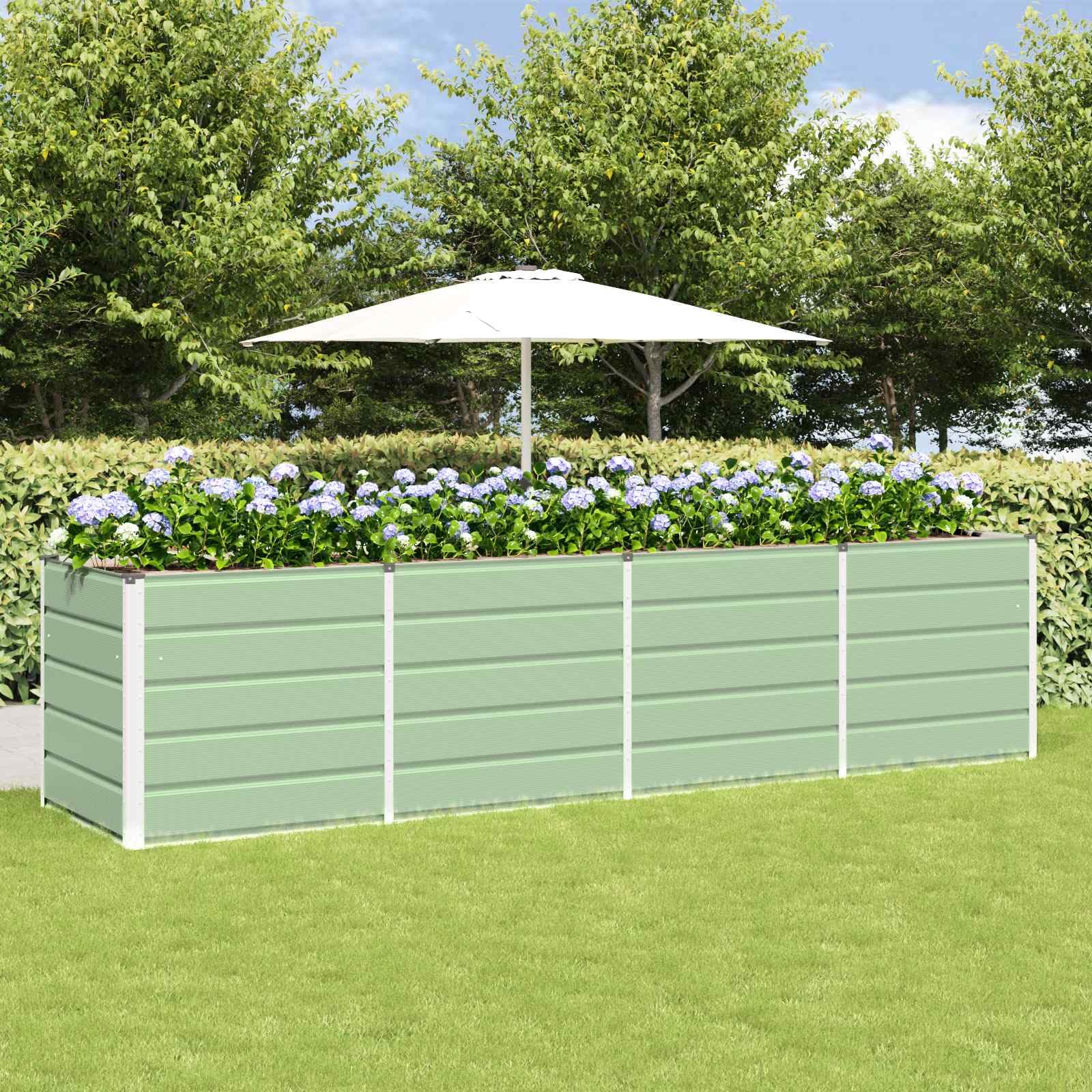 IKAYAA Metal Raised Beds Galvanised Raised Bed for Garden Raised Planters Outdoor Large for Growing Flowers,Herbs and Vegetables-Green-320 x 80 x 75 cm