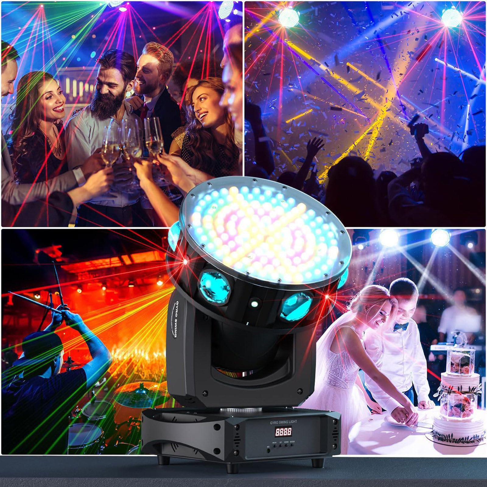 150 W Moving Head Dj-Licht (Xyz 3-Achsen-Drehung) + Stroboskop- Und Beam- & Wash- & Zoom-Effekt, Rgbw-Partylichter, Für Hochzeitsfeiern, Festivalkonzerte 2pcs