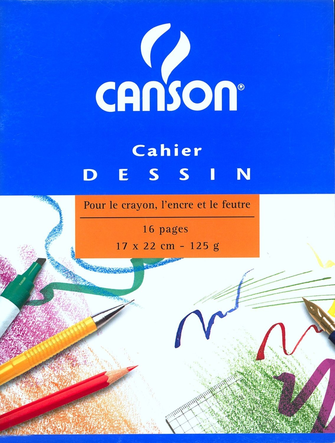 Canson - Cahier à dessin 17x22 - 16 pages - uni